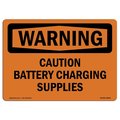 Signmission Safety Sign, OSHA WARNING, 7" Height, Aluminum, Caution Battery Charging Supplies, Landscape OS-WS-A-710-L-12516
